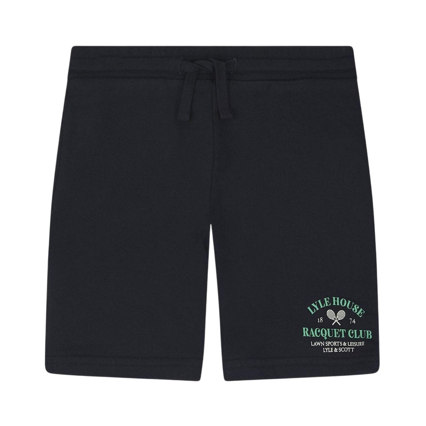 Navy - Front - Lyle & Scott Childrens-Kids Racquet Club Graphic Print Regular Sweat Shorts