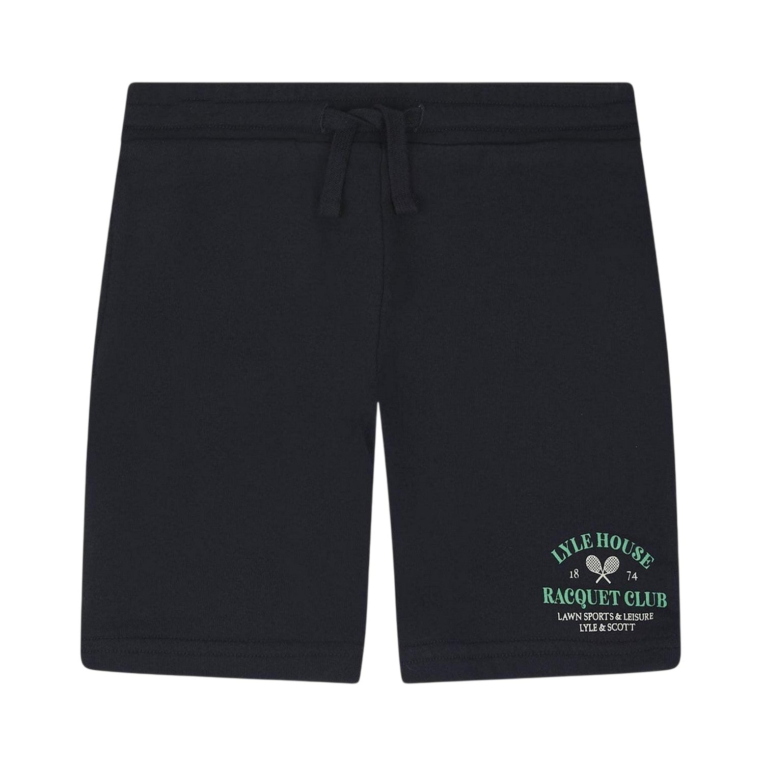 Navy - Front - Lyle & Scott Childrens-Kids Racquet Club Graphic Print Regular Sweat Shorts