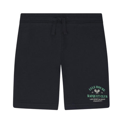 Navy - Front - Lyle & Scott Childrens-Kids Racquet Club Graphic Print Regular Sweat Shorts