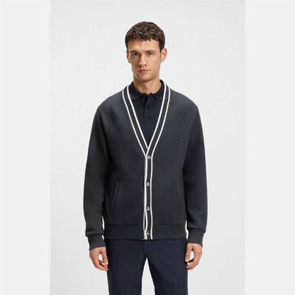 Dark Blue - Back - Boss Mens Contrast Detail Relaxed Fit Cardigan