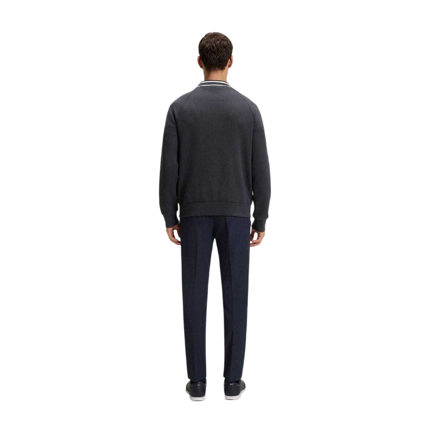 Dark Blue - Back - Boss Mens Contrast Detail Relaxed Fit Cardigan