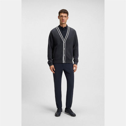 Dark Blue - Lifestyle - Boss Mens Contrast Detail Relaxed Fit Cardigan