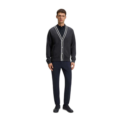 Dark Blue - Lifestyle - Boss Mens Contrast Detail Relaxed Fit Cardigan