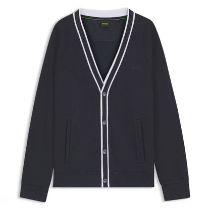 Dark Blue - Front - Boss Mens Contrast Detail Relaxed Fit Cardigan