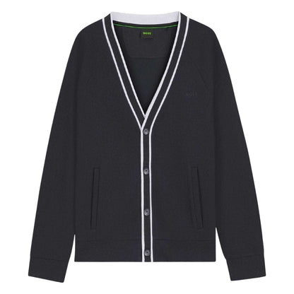 Dark Blue - Front - Boss Mens Contrast Detail Relaxed Fit Cardigan