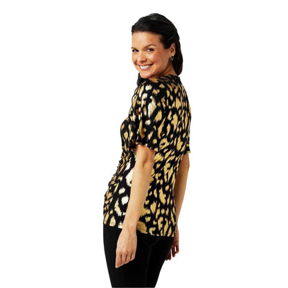 Brown-Black - Back - Biba Womens-Ladies Keyhole Jersey Top