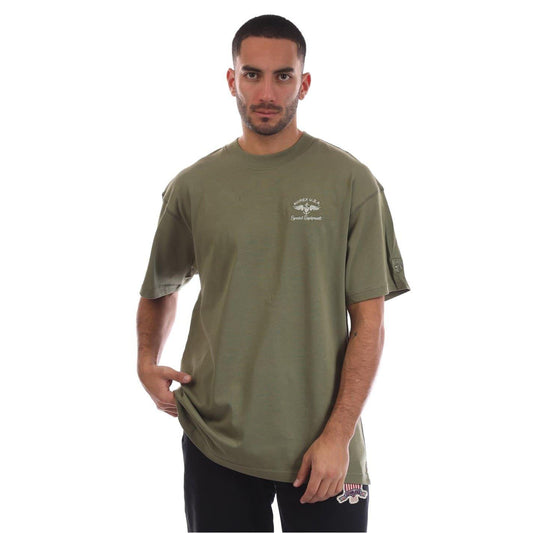 Army Khaki - Front - Avirex Mens Crotona Logo Oversized T-Shirt