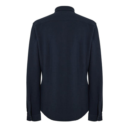 Blue - Back - Boss Mens Embroidered Logo Collared Shirt