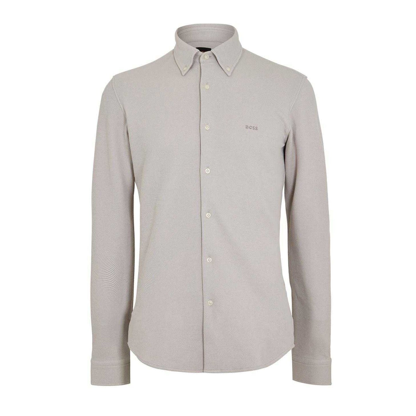 Grey - Front - Boss Mens Embroidered Logo Collared Shirt