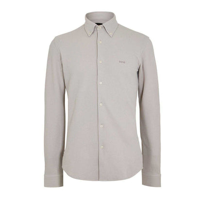 Grey - Front - Boss Mens Embroidered Logo Collared Shirt