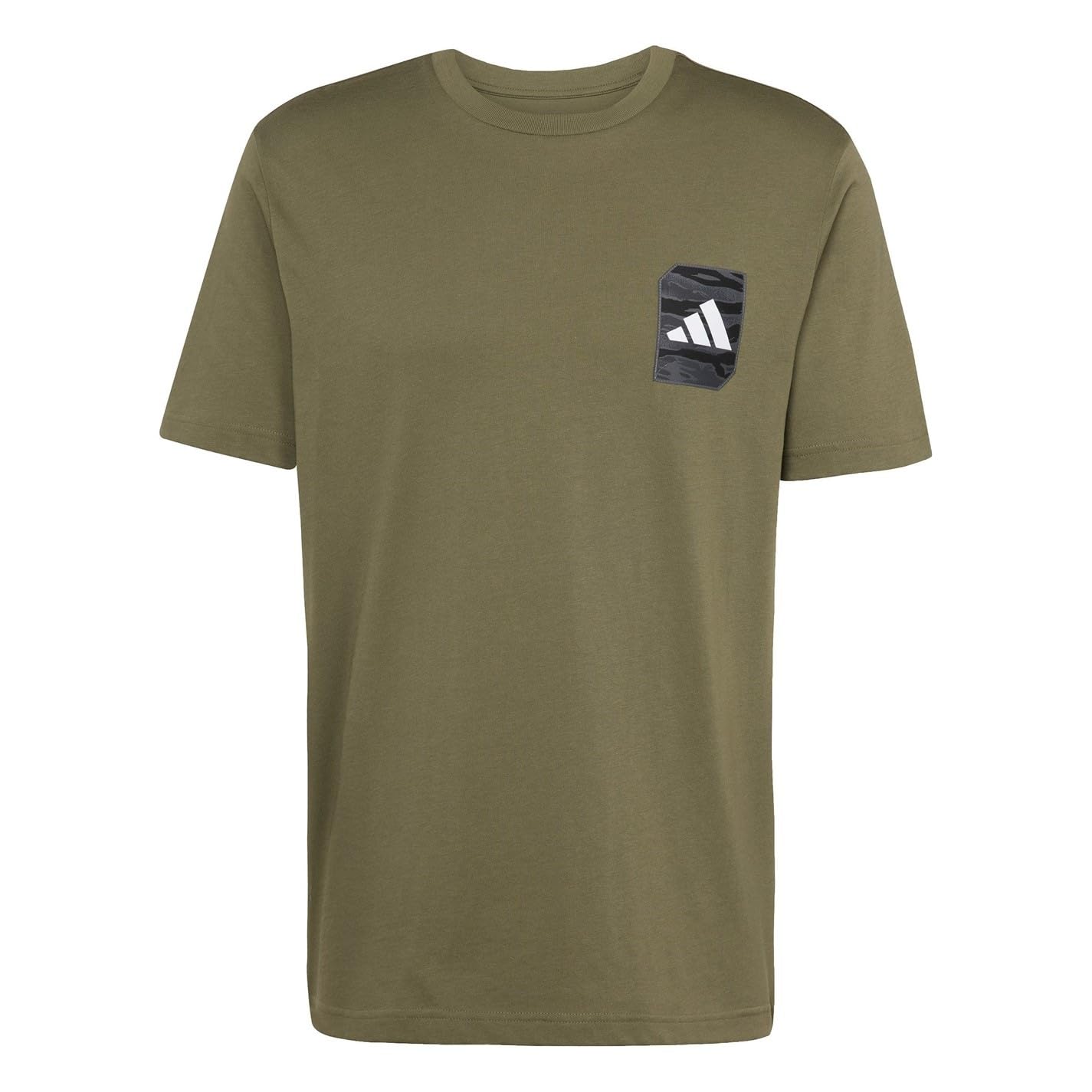 Olive - Front - Adidas Mens Street Camo Logo T-Shirt