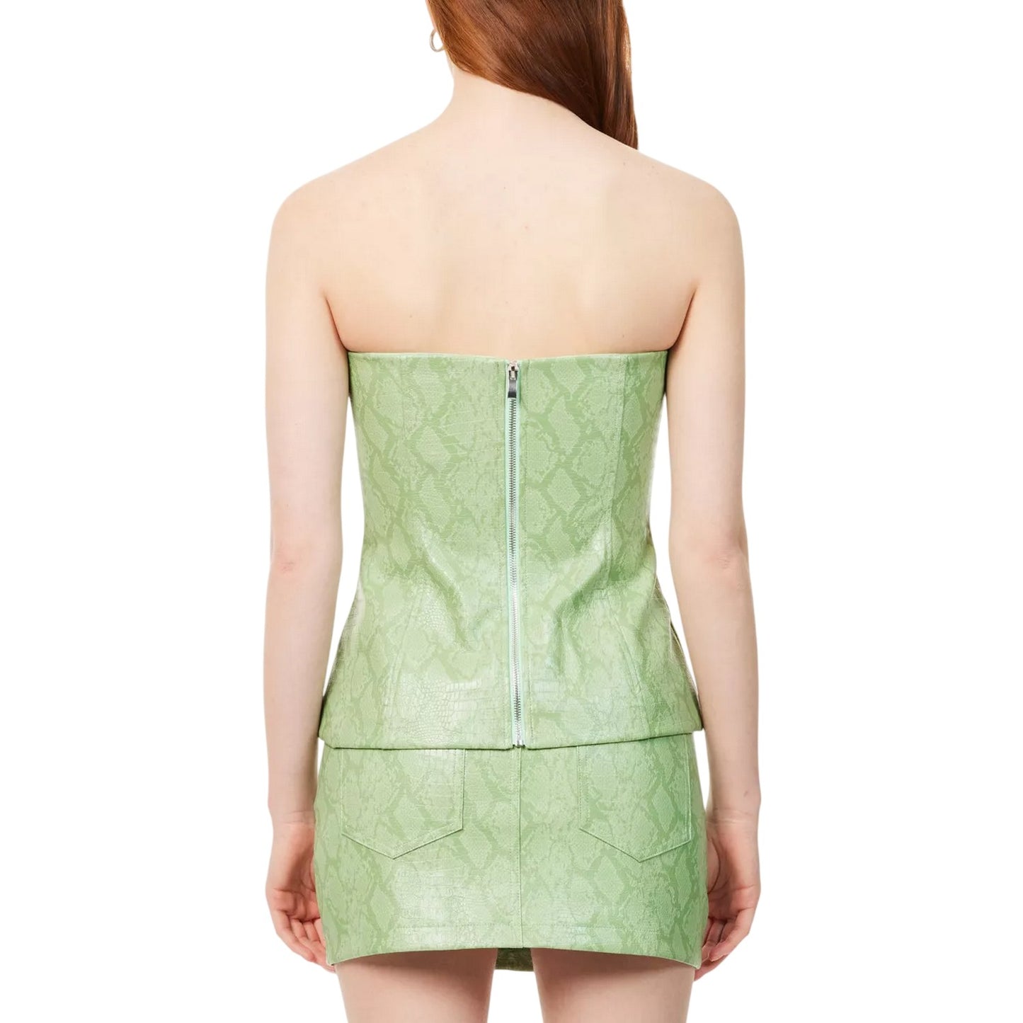 Green - Back - AmyLynn Womens-Ladies Snake Print Slim Tube Top