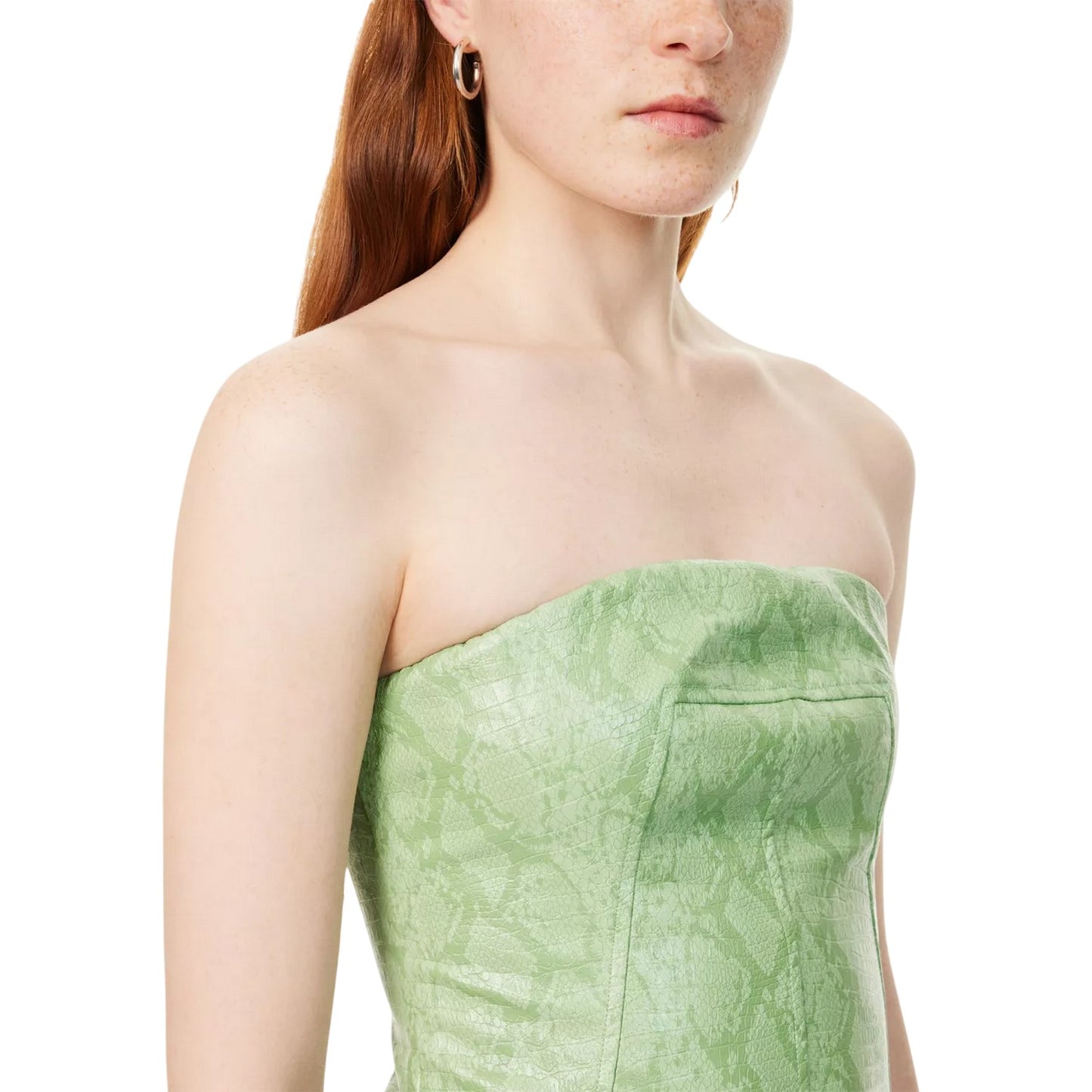 Green - Side - AmyLynn Womens-Ladies Snake Print Slim Tube Top