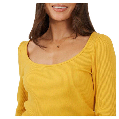 Sunflower - Side - Brave Soul Womens-Ladies Ribbed Square Neck Puff Sleeve Top