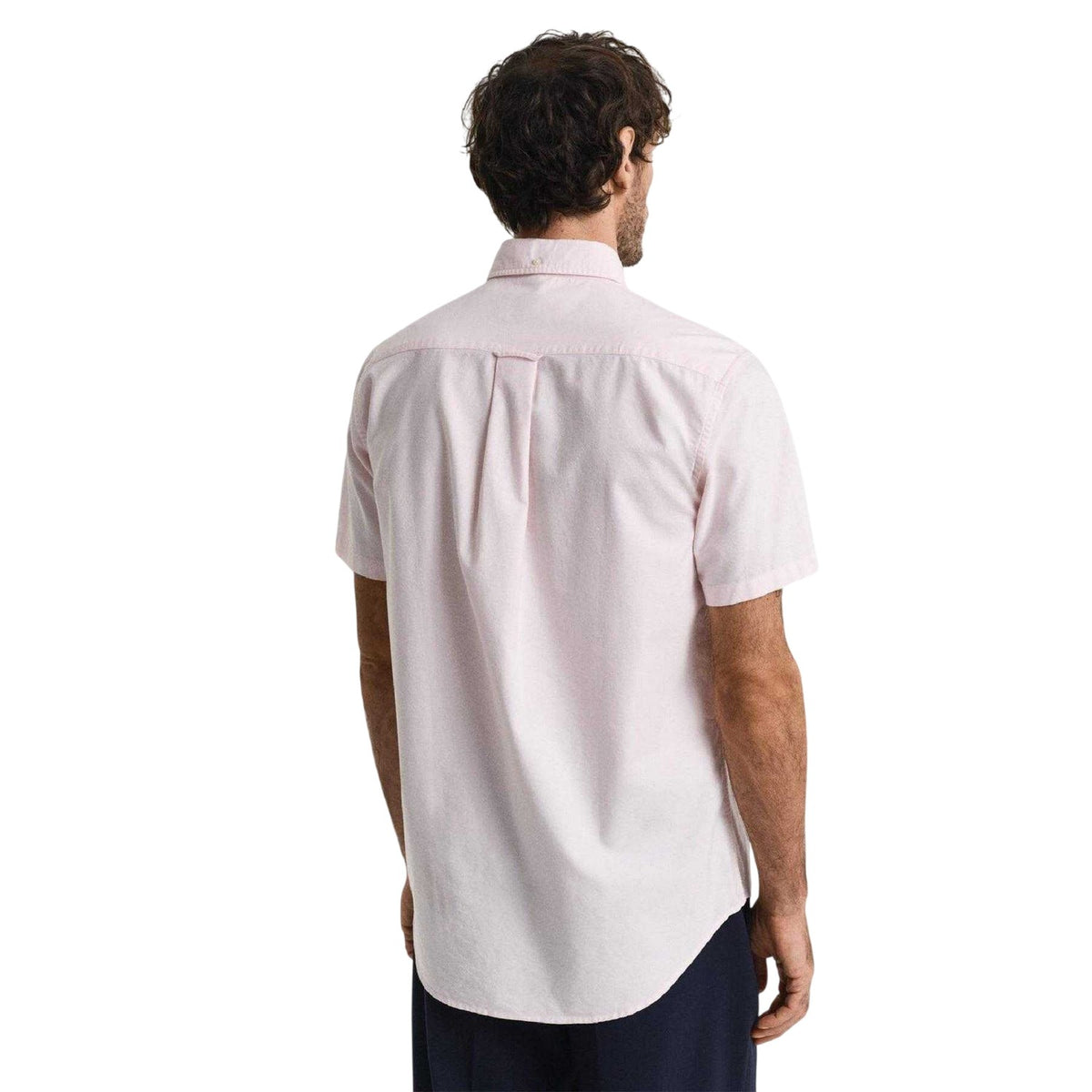 Pink - Back - Gant Mens Classic Oxford Short-Sleeved Shirt