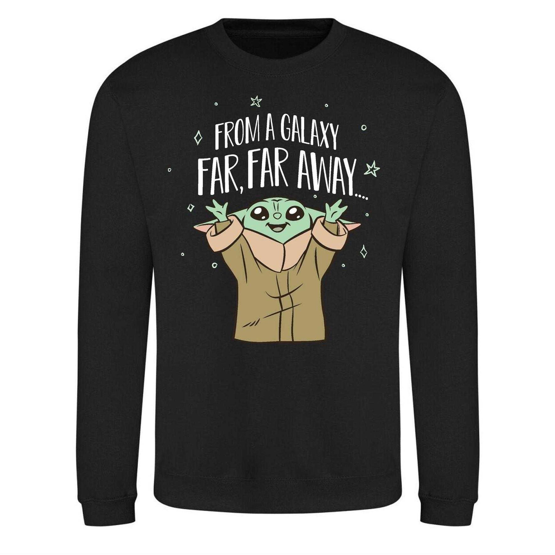 Black - Front - Star Wars The Mandalorian Unisex Adult From A Galaxy Far Away Sweatshirt