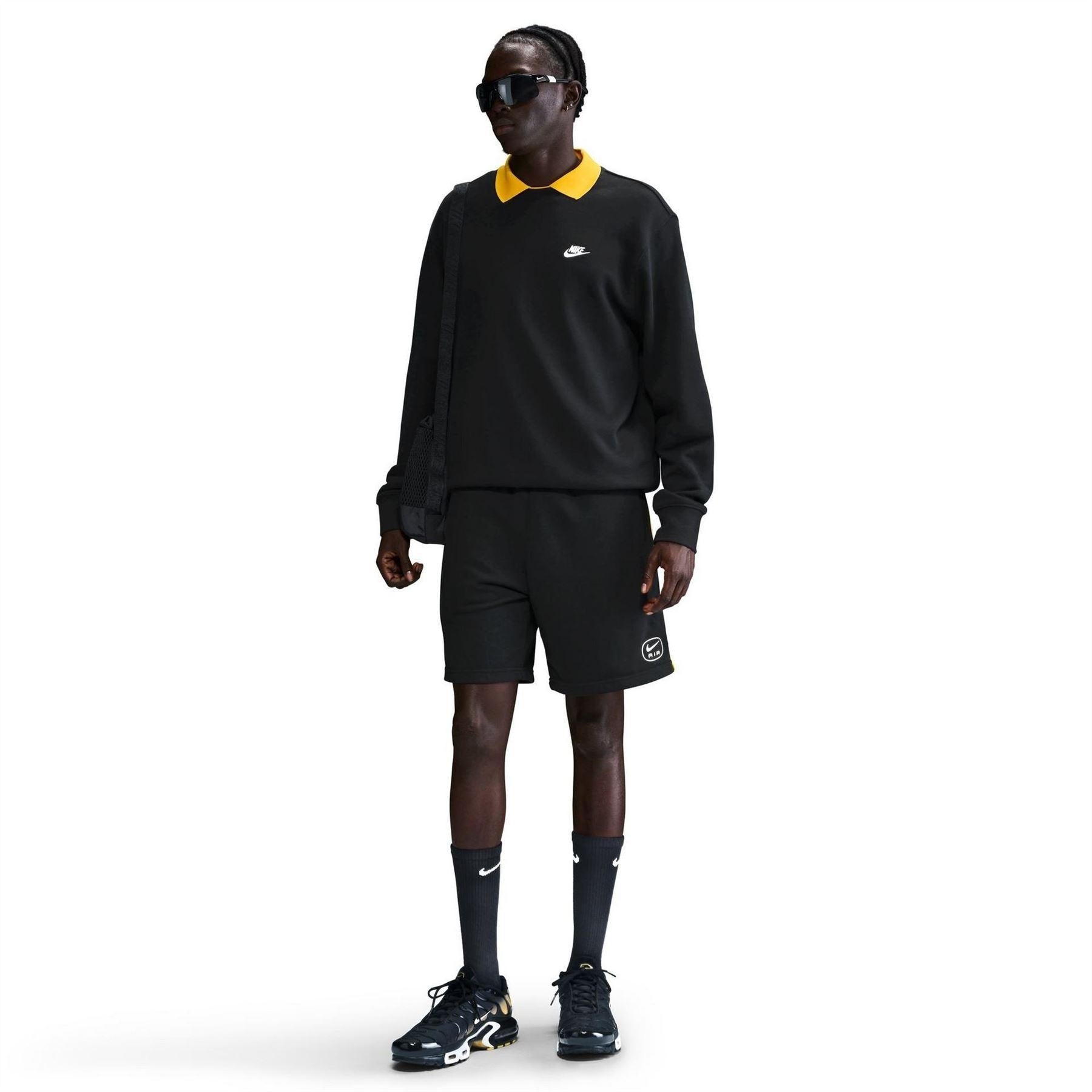 Black - Side - Nike Mens Air Bermuda Sweat Shorts