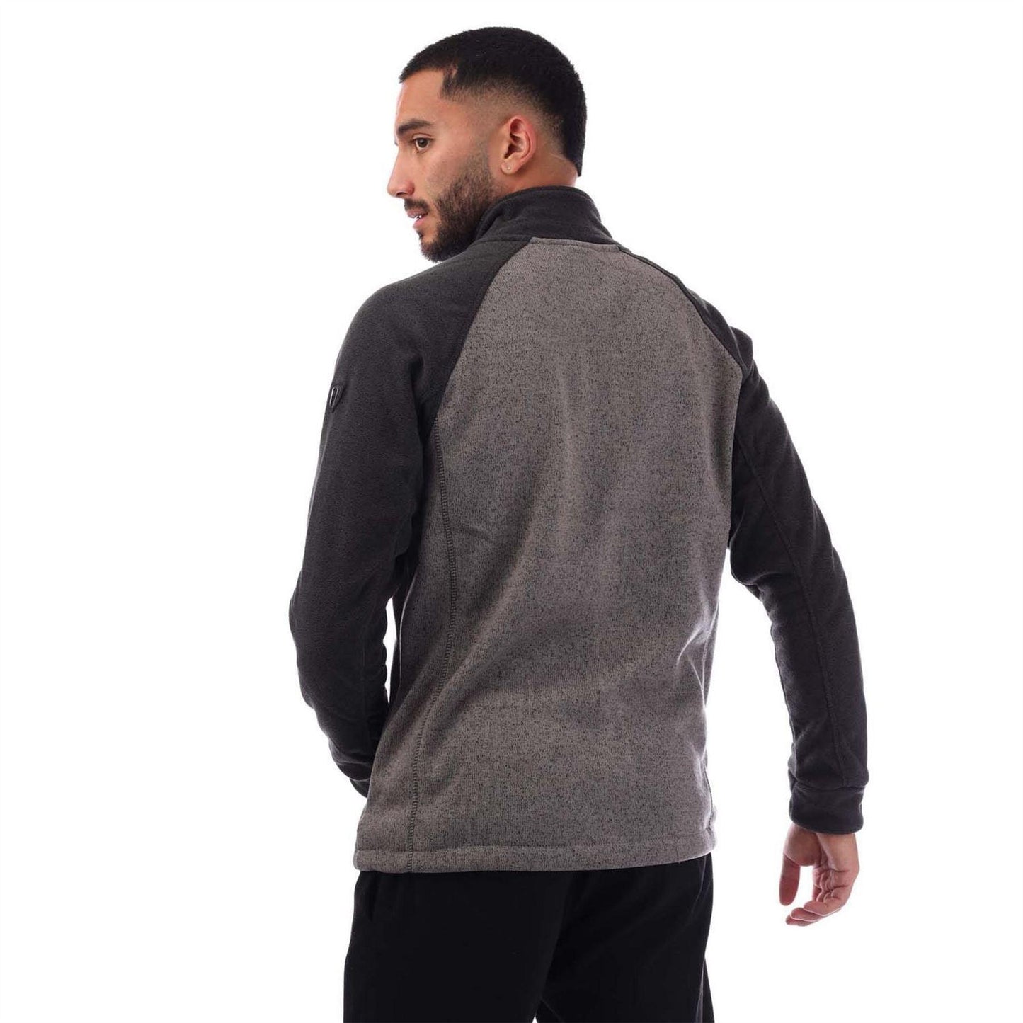 Grey - Side - Trespass Mens Contrast Sleeves Fleece Jacket