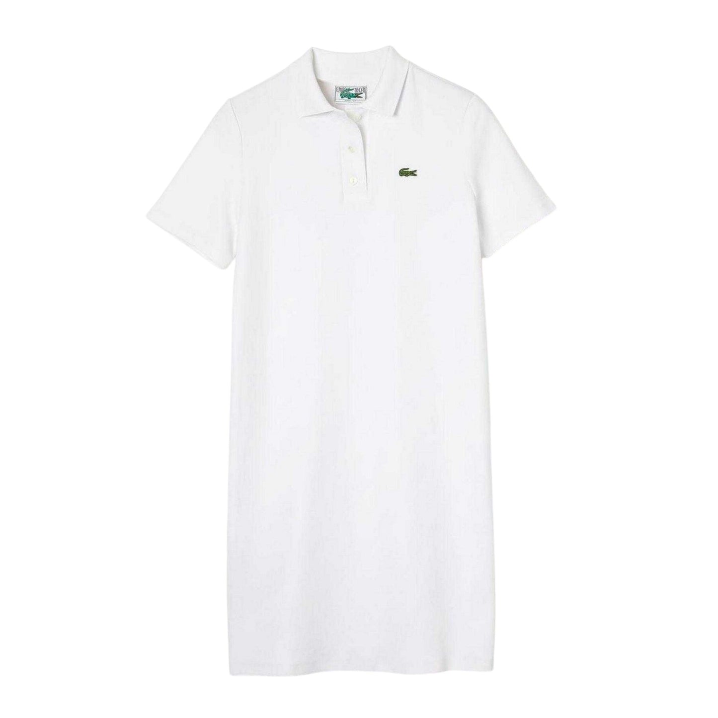 White - Front - Lacoste Womens-Ladies Pique Short-Sleeved Polo Shirt Dress