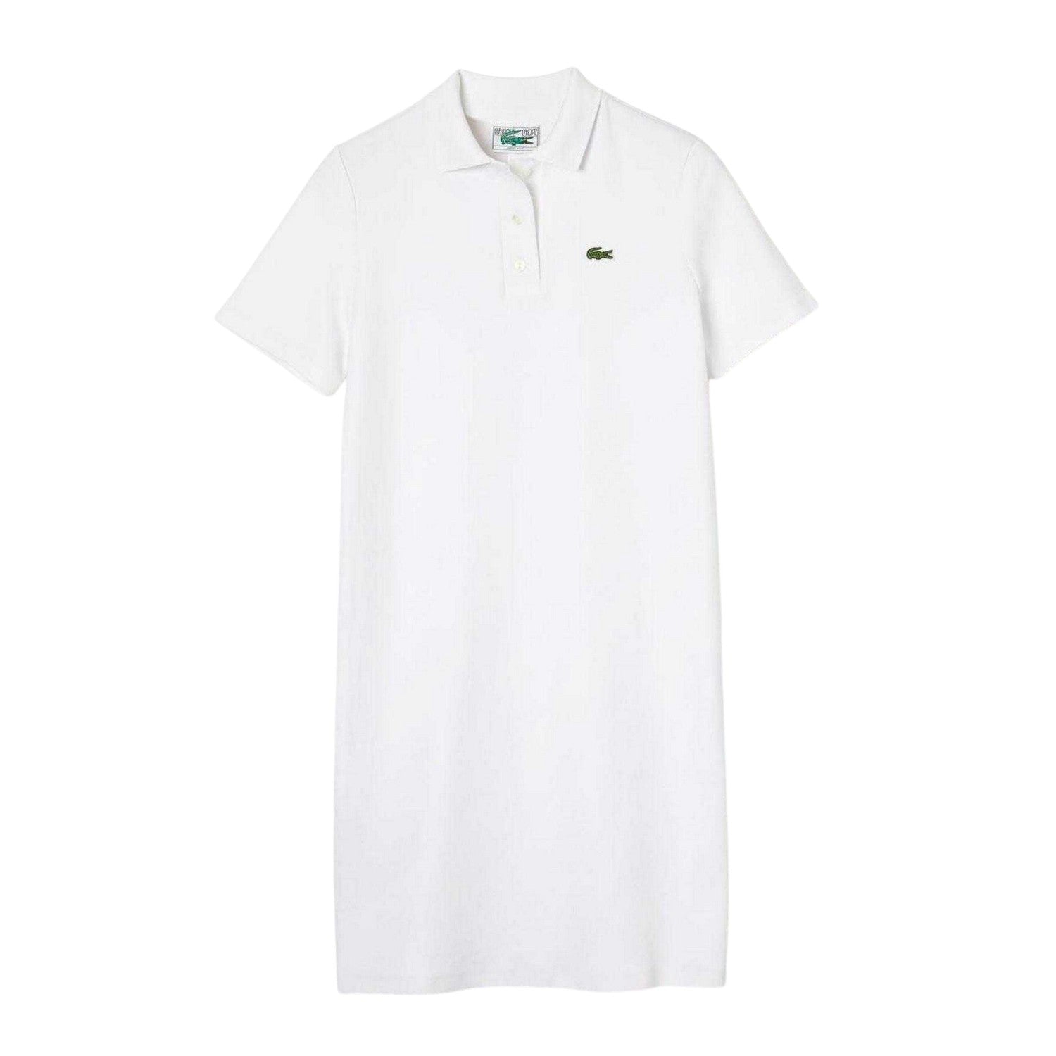White - Front - Lacoste Womens-Ladies Pique Short-Sleeved Polo Shirt Dress