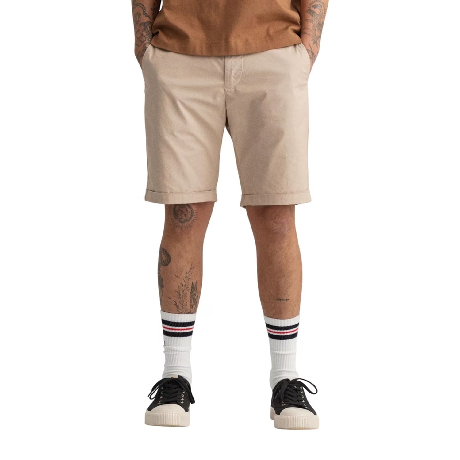 Sand - Side - Gant Mens Sun Faded Relaxed Fit Cargo Shorts