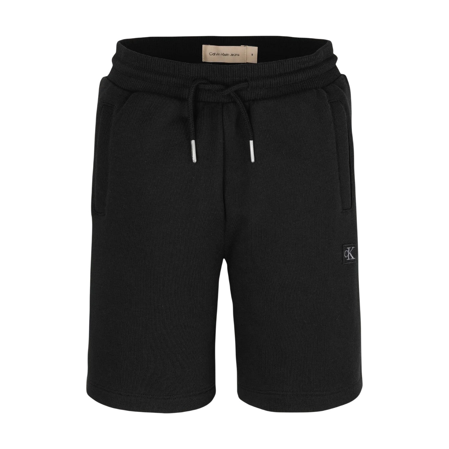 Black - Front - Calvin Klein Childrens-Kids Bermuda Cotton Logo Sweat Shorts