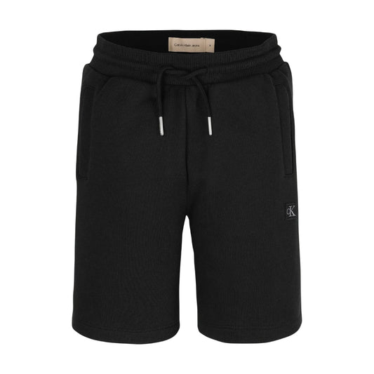 Black - Front - Calvin Klein Childrens-Kids Bermuda Cotton Logo Sweat Shorts