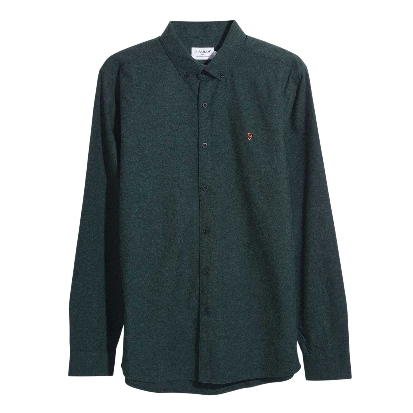 Dark Green - Front - Farah Mens Steen Organic Cotton Slim Shirt