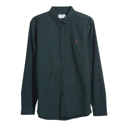 Dark Green - Front - Farah Mens Steen Organic Cotton Slim Shirt