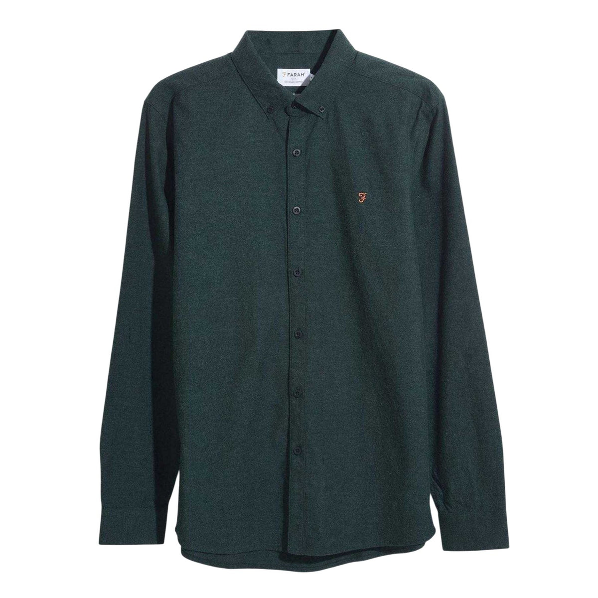 Dark Green - Front - Farah Mens Steen Organic Cotton Slim Shirt