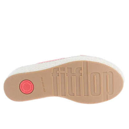 Coral - Side - FitFlop Womens-Ladies Eloise Espadrille Cross Leather Wedge Heel Sandals