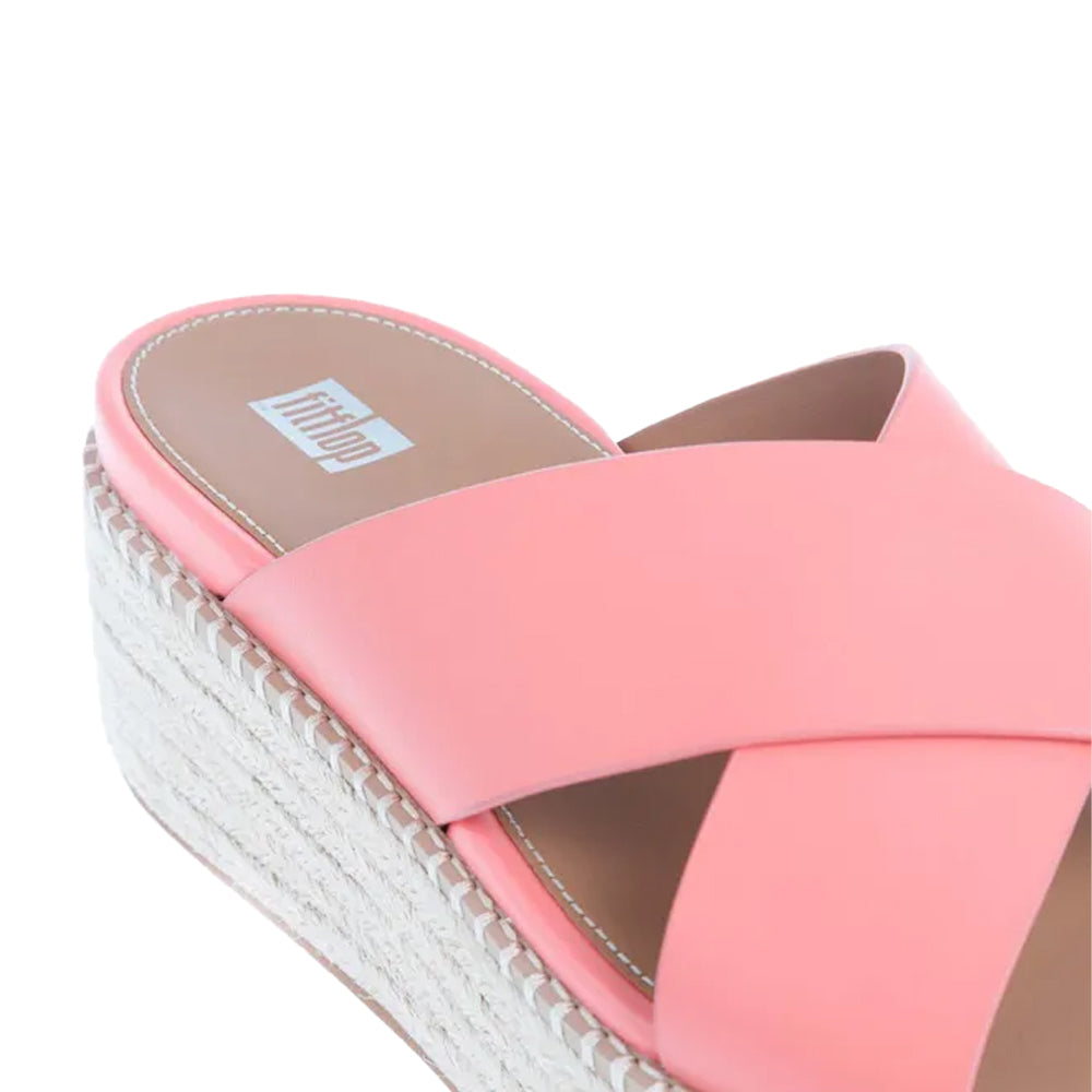 Coral - Lifestyle - FitFlop Womens-Ladies Eloise Espadrille Cross Leather Wedge Heel Sandals