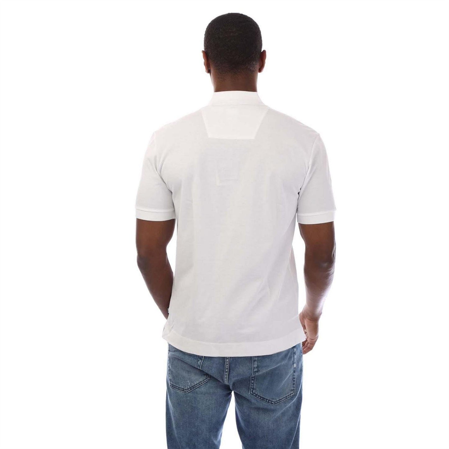 White - Back - Boss Mens Embroidered Logo Cotton Polo Shirt
