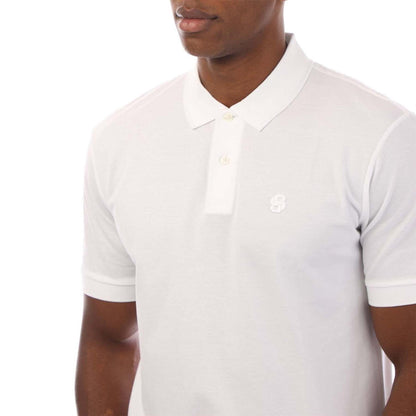 White - Side - Boss Mens Embroidered Logo Cotton Polo Shirt