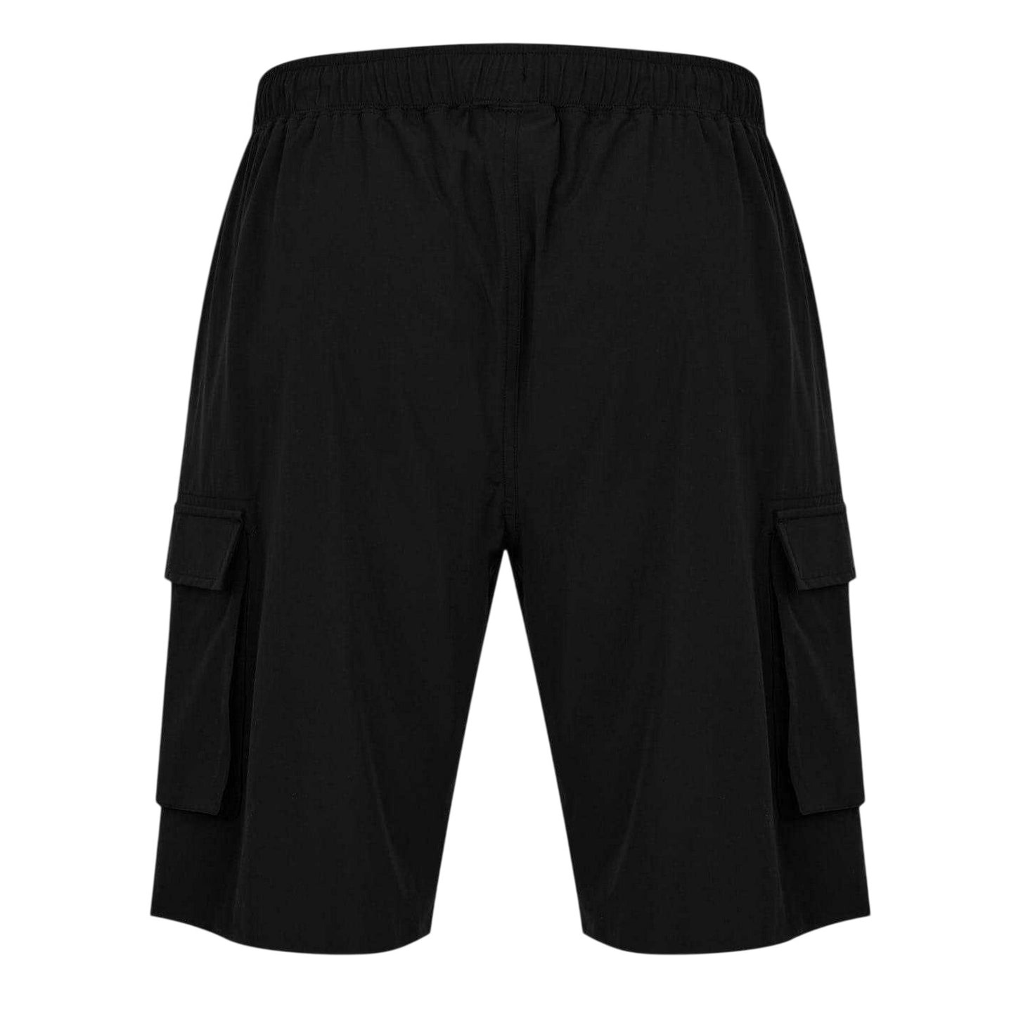Black - Back - Everlast Mens Plain Cargo Shorts