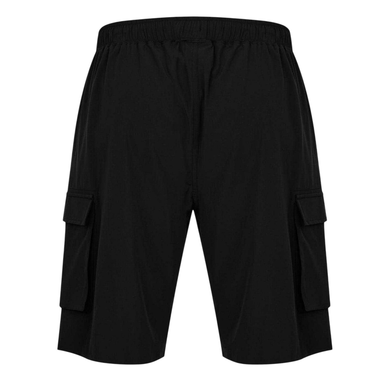Black - Back - Everlast Mens Plain Cargo Shorts