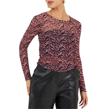 Pink-Navy - Front - Brave Soul Womens-Ladies Abstract Mesh Slim Top