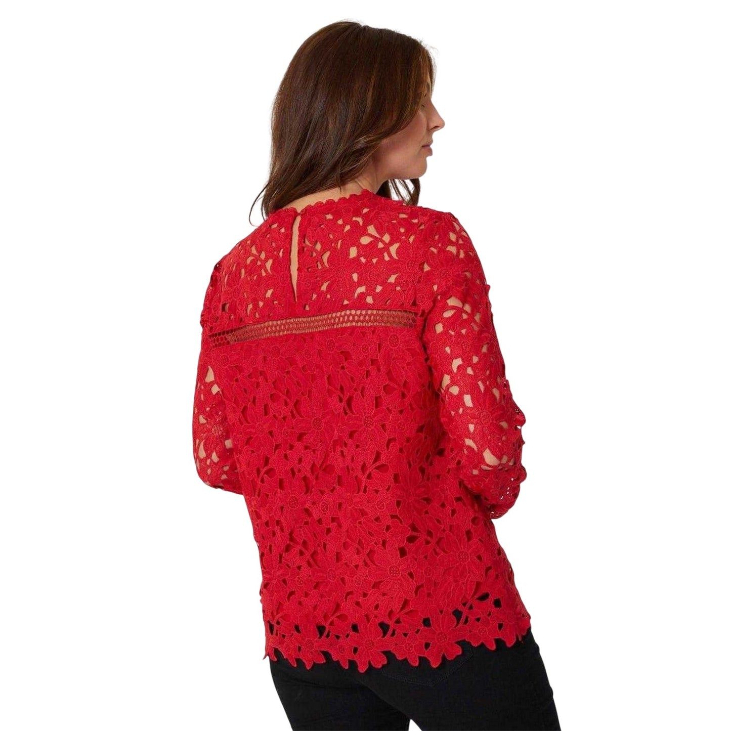 Burgundy - Back - Be You Womens-Ladies Lace Top