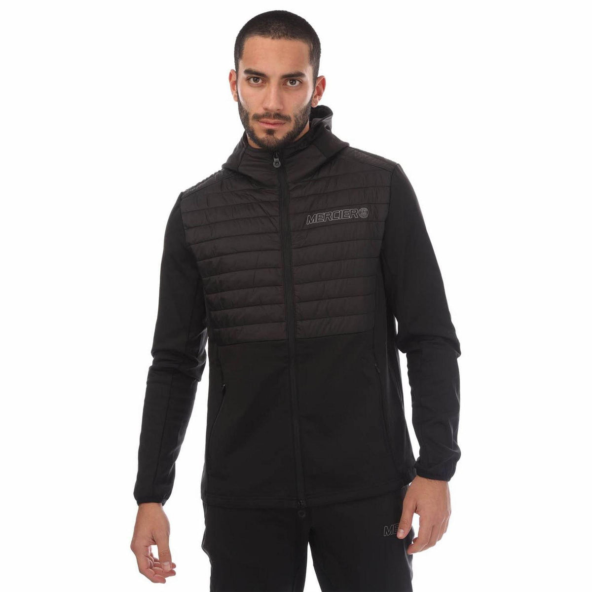 Black - Front - Mercier Mens Dynamic Full Zip Hoodie