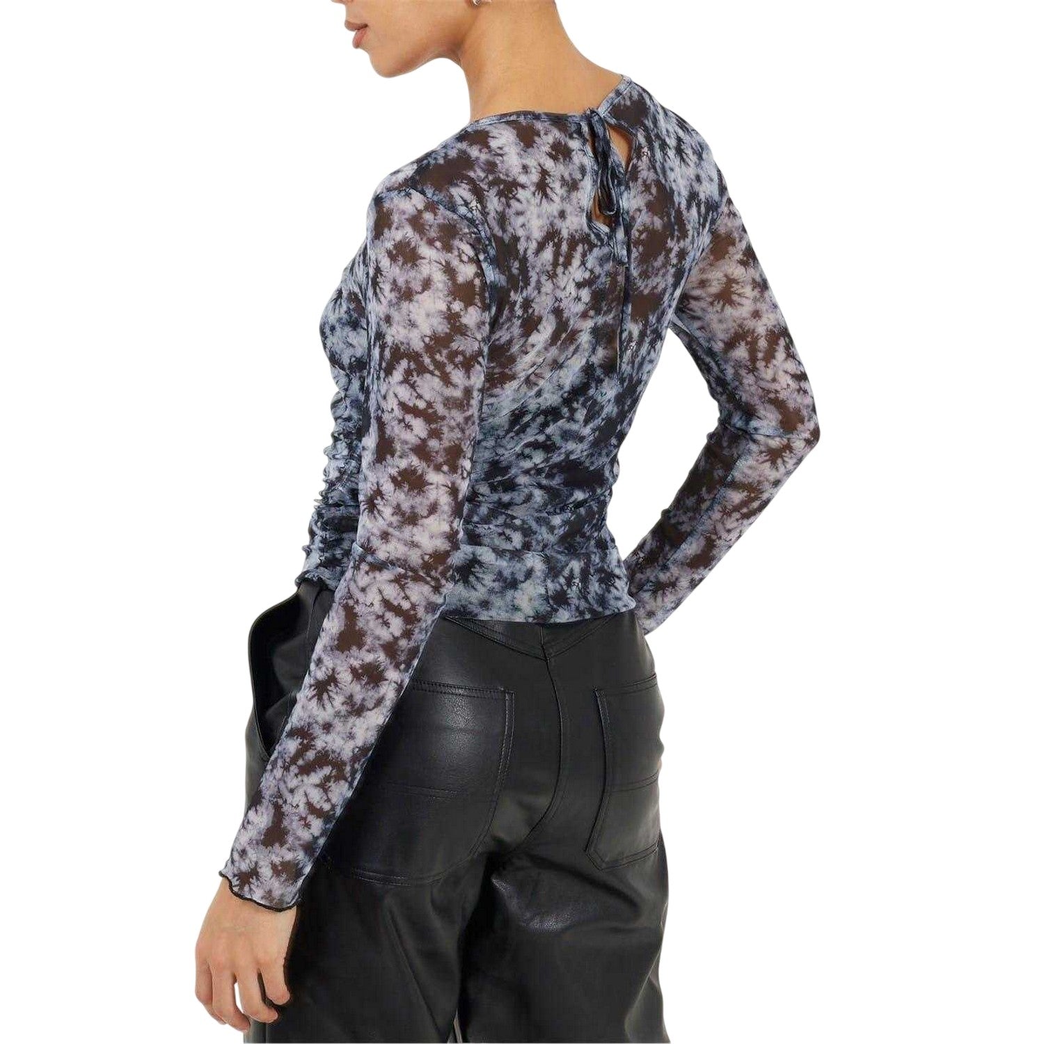 Black-White - Back - Brave Soul Womens-Ladies Tie Dye Mesh Top