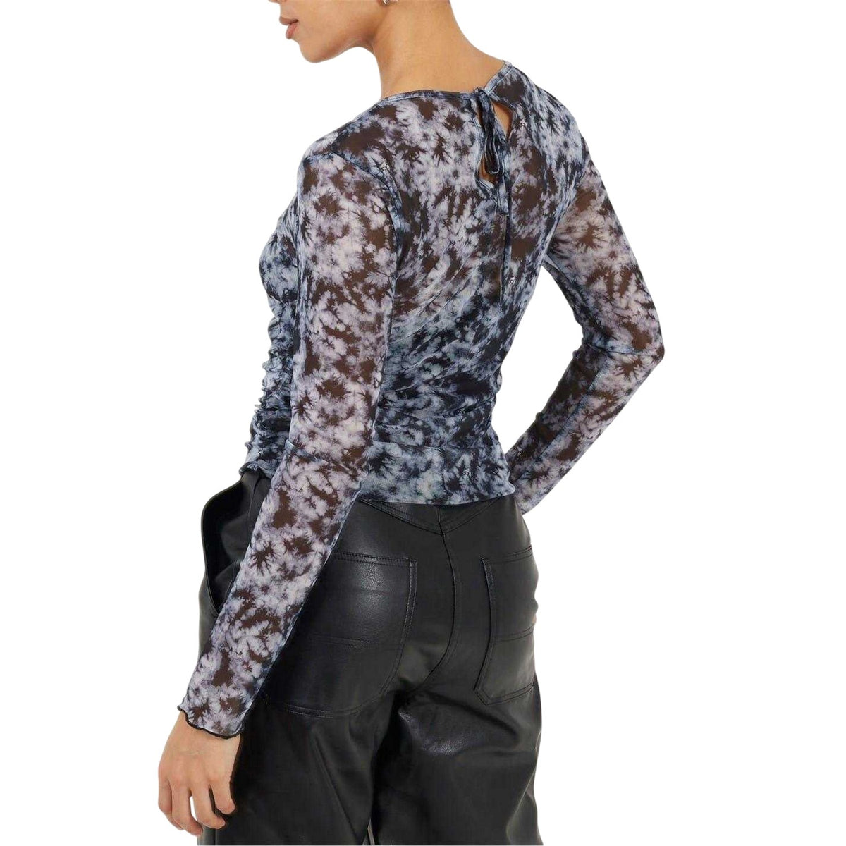 Black-White - Back - Brave Soul Womens-Ladies Tie Dye Mesh Top