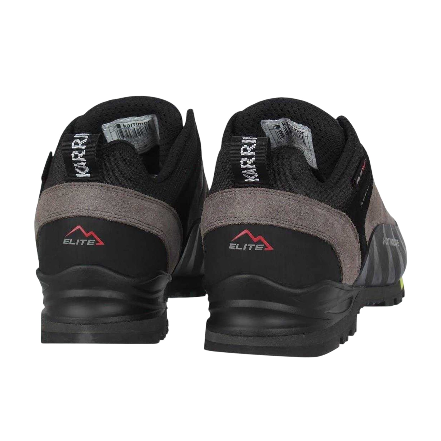 Charcoal-Lime - Back - Karrimor Mens Hot Route Suede Walking Shoes