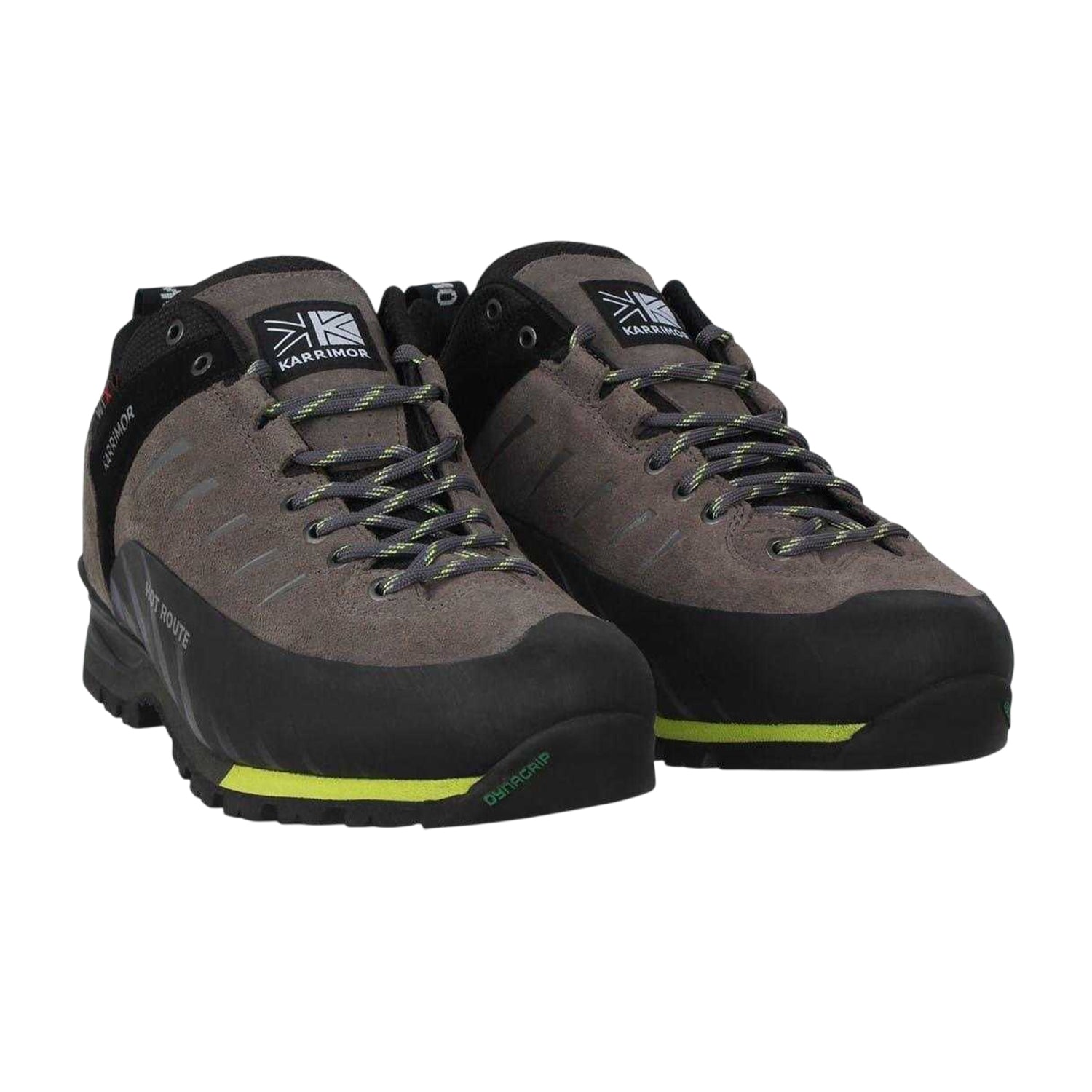 Charcoal-Lime - Pack Shot - Karrimor Mens Hot Route Suede Walking Shoes