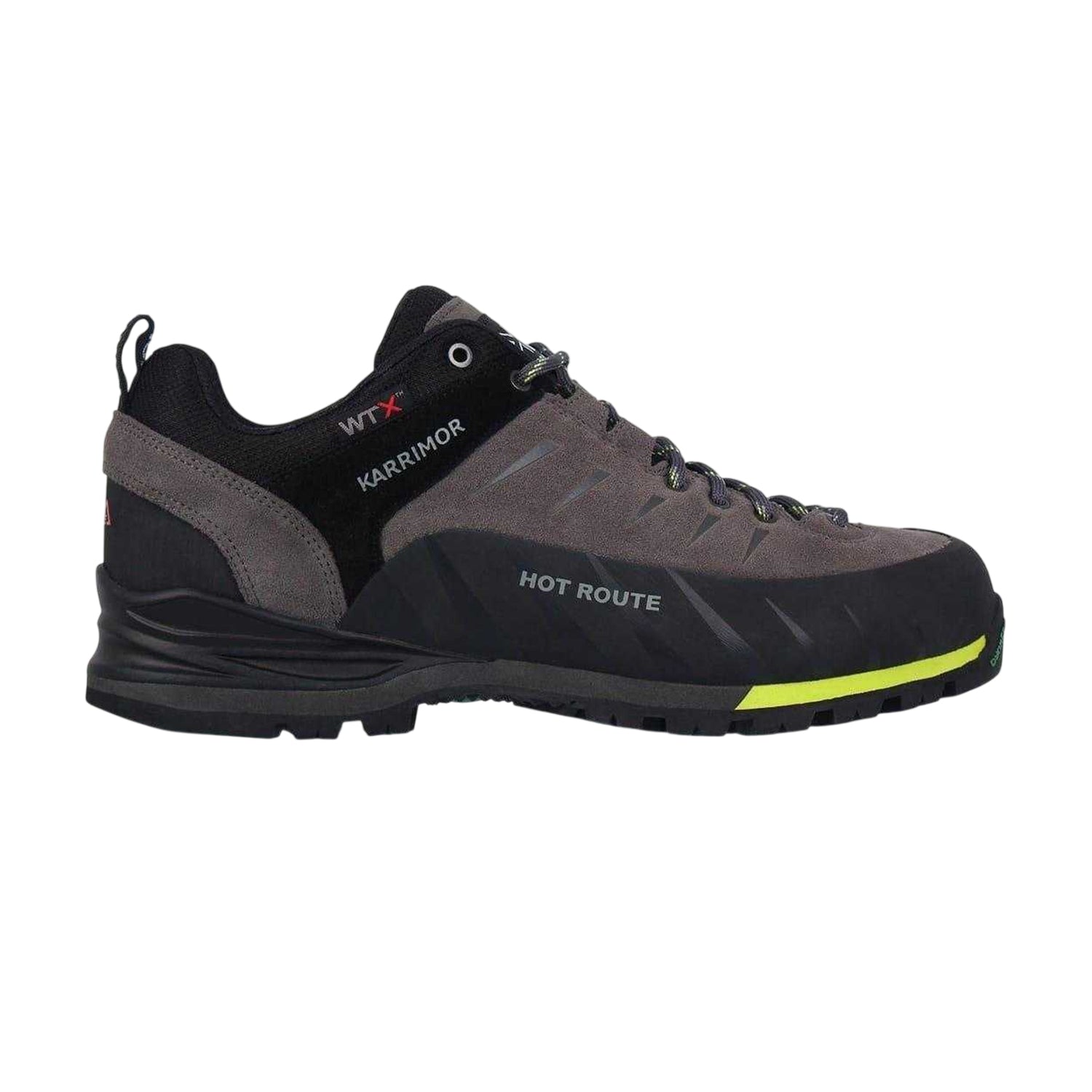 Charcoal-Lime - Front - Karrimor Mens Hot Route Suede Walking Shoes