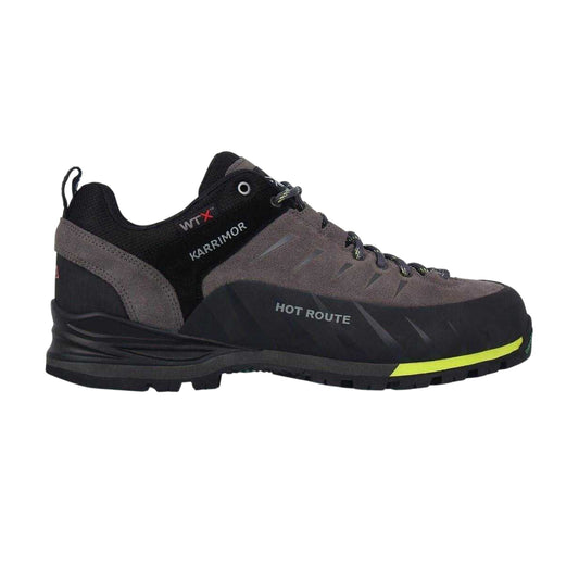 Charcoal-Lime - Front - Karrimor Mens Hot Route Suede Walking Shoes