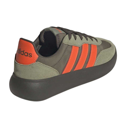 Olive-Orange - Back - Adidas Childrens-Kids Barreda Leather Platform Trainers