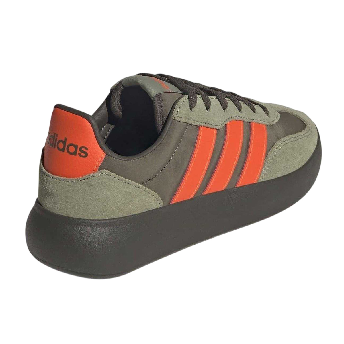 Olive-Orange - Back - Adidas Childrens-Kids Barreda Leather Platform Trainers