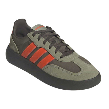 Olive-Orange - Pack Shot - Adidas Childrens-Kids Barreda Leather Platform Trainers