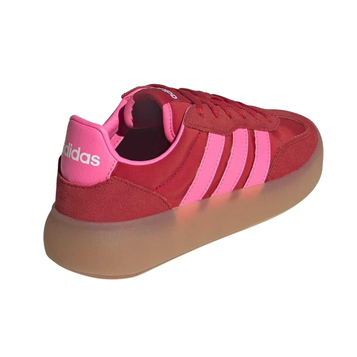 Scarlet-Pink - Back - Adidas Childrens-Kids Barreda Leather Platform Trainers