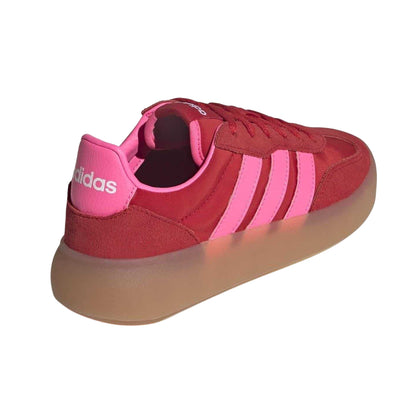 Scarlet-Pink - Back - Adidas Childrens-Kids Barreda Leather Platform Trainers